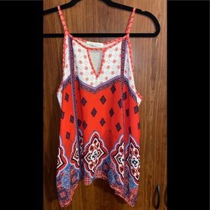 Red-white-blue spaghetti strap tank top
